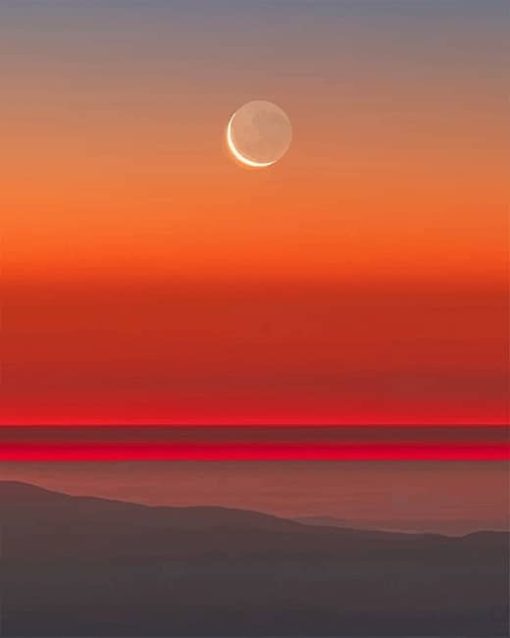 Twilight Orange Moon Paint by numbers