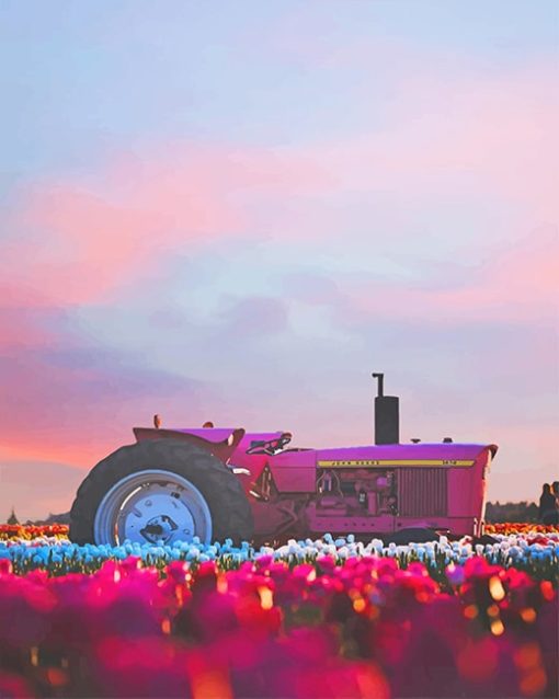 Pink Tractor Paint by numbers