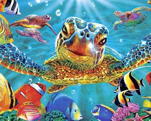 Colorful Milton Turtle adult paint by numbers