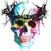 Colorful skull with thorns crown adult paint by numbers