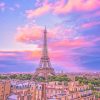 Eiffel Tower Pink Sky adult paint by numbers