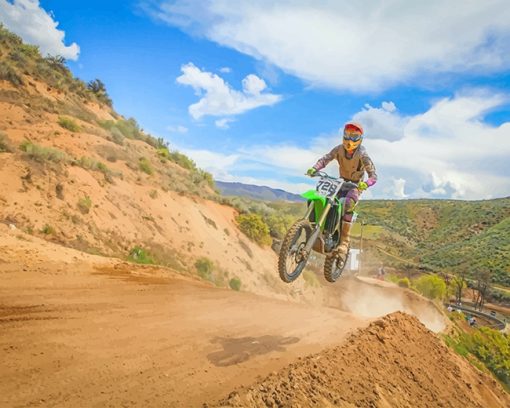 Light Green Dirt Bike adult pain by numbers