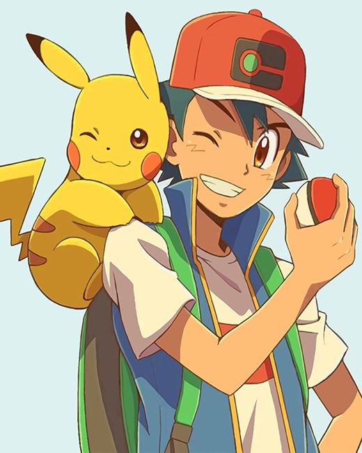 Pikachu and Ash Friendship adult paint by numbers