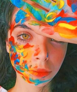Rainbow colors girl Portrait paint by numbers