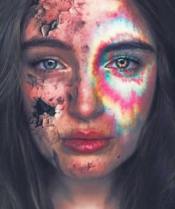 Sad colorful girl adult paint by numbers