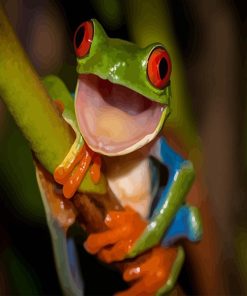Happy Green Frog paint by number