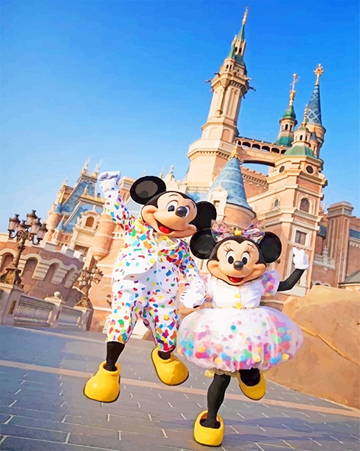 Happy Mickey And Minnie Mouse Paint bY Numbers