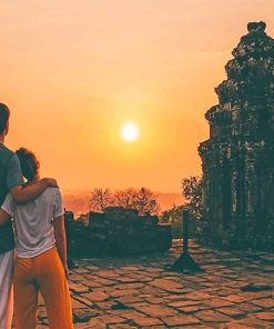 Angkor Sunset Lovers adult paint by numbers