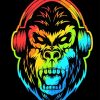 Colorful Angry Gorilla Headphones paint by number