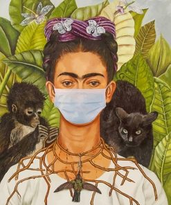 Frida Kahlo Wearing Mask adult paint by numbers