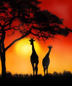 Giraffe Sunset adult paint by numbers