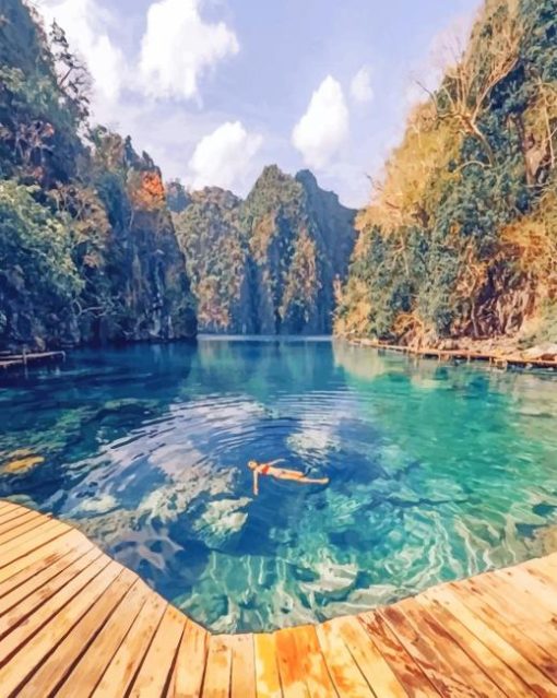 Kayangan Lake in The Philippines paint by numbers