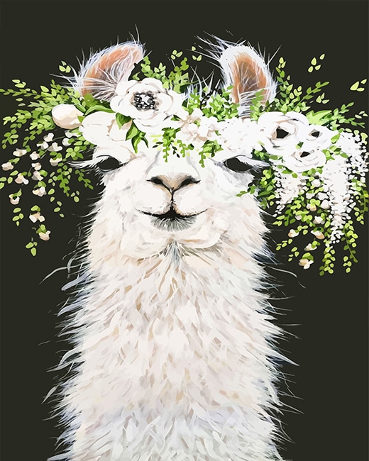 Lama with flowers adult paint by numbers