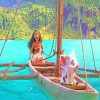 Moana on boat with pua adult paint by numbers