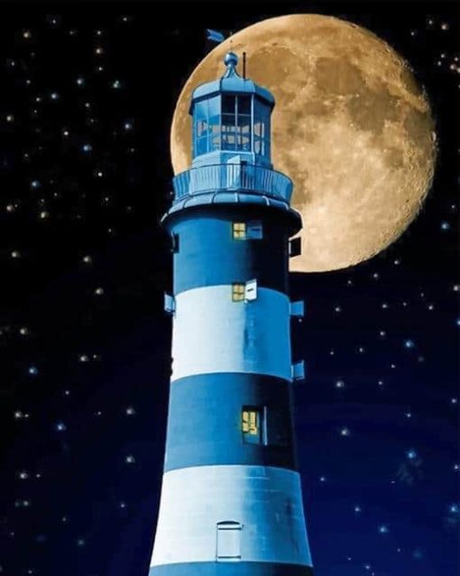 Moon Lighthouse paint By Numbers Paint By Numbers