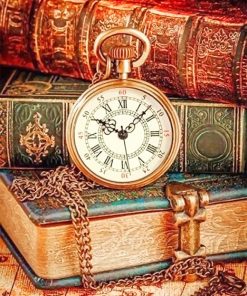 Aesthetic Vintage Clock and Books paint by numbers