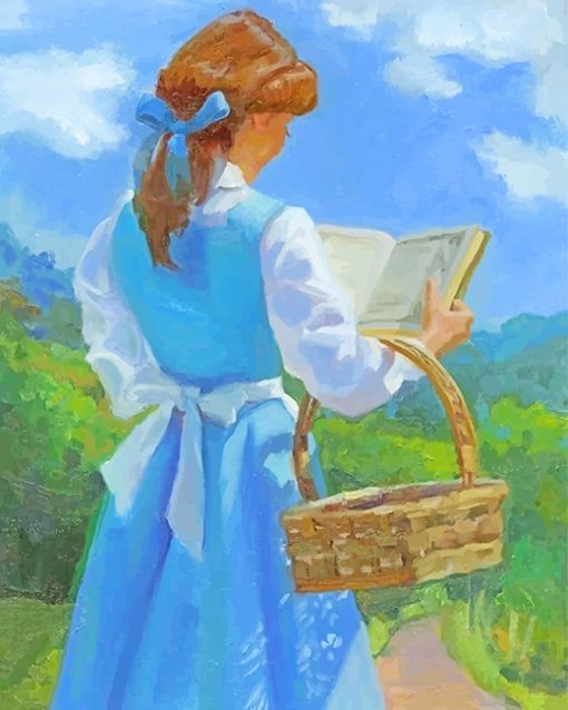 Belle Disney Princess Reading Book paint By Numbers