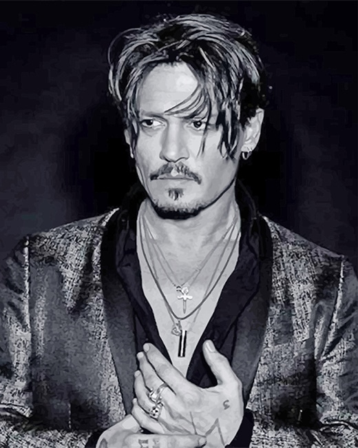 Black And White Johnny Depp paint by number