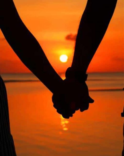 Couple Holding Hands Love Sunset Silhoutte paint by numbers