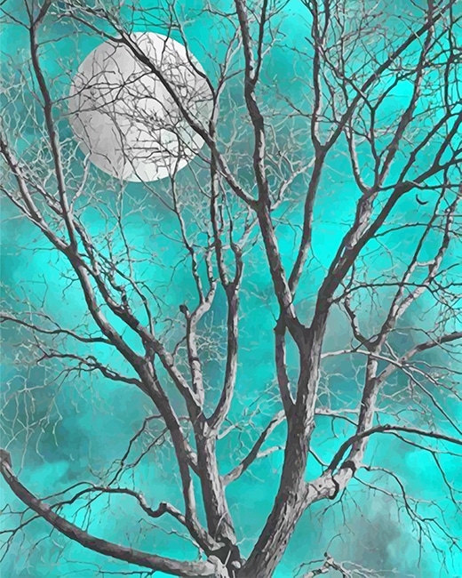 Dead Tree And Full Moon paint by number