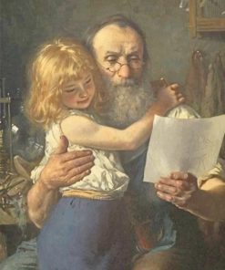 Granddaughter And Grandfather Knut Ekwall paint By nuumbers