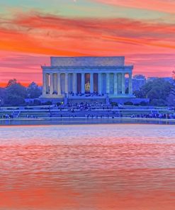 Lincoln Memorial Sunset Washington paint by numbers