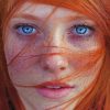 Red Head Girl With Blue Eyes Paint By Numbers