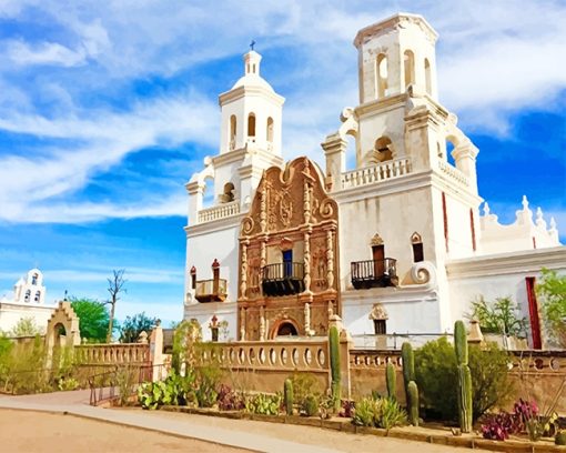 Tucson Mission San Xavier Del Bac paint by number