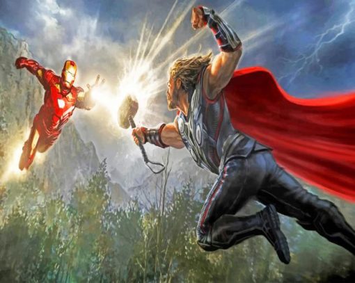Thor And Iron Man The Avengers Marvel paint by numbers