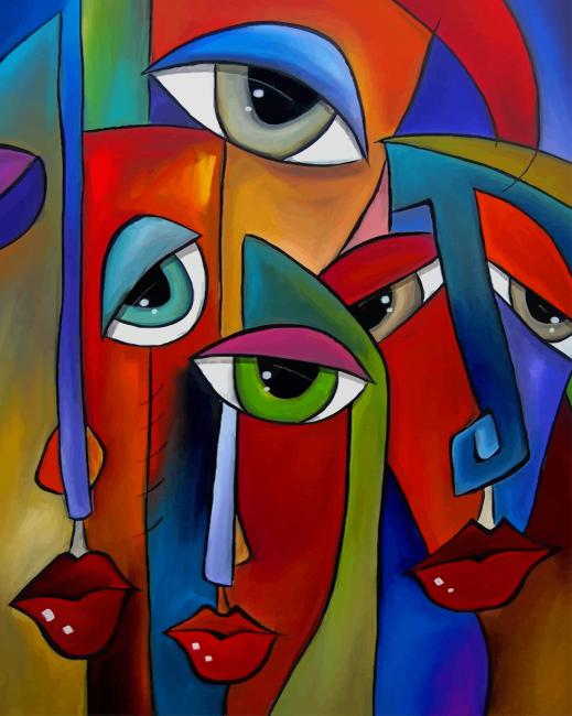 Abstract Art Painting By Numbers Two Eyes Image Coloring By