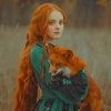 Red Haired Girl With Fox Paint by numbers
