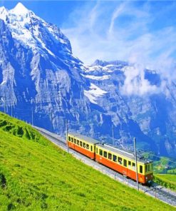 Switzerland Train Wallpaper paint by numbers