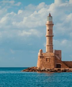 Lighthouse With Sea Boat In Egypt paint by numbers