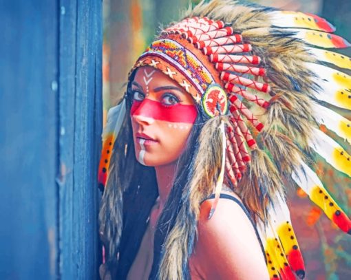Red Indian Women Paint By Numbers