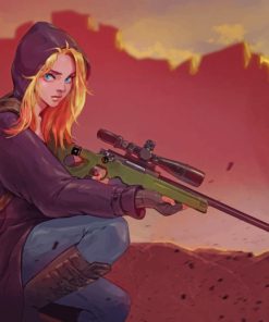 Sniper Girl With Amw paint by numbers