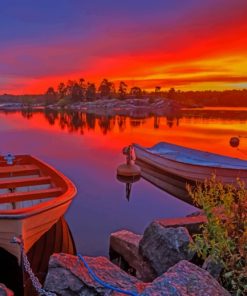 Sweden Sunrises Boat Paint By Numbers