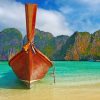 Wooden Boat On Exotic Beach paint by numbers
