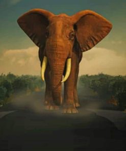 Elephant In Forest Road paint by numbers