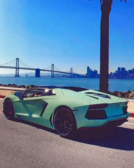 Green Lamborghini paint by numbers