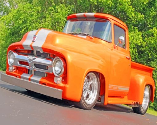 Old Orange Ford Takuache Truck paint by numbers