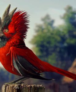Red Paradise Bird paint by numbers