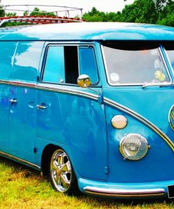 Volkswagen Bue Van In Forest paint by numbers