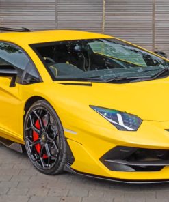 Yellow Lamborghini paint by numbers