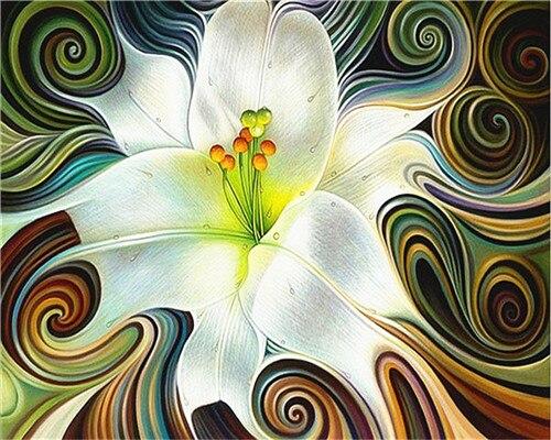 Abstract White Flowers paint by numbers
