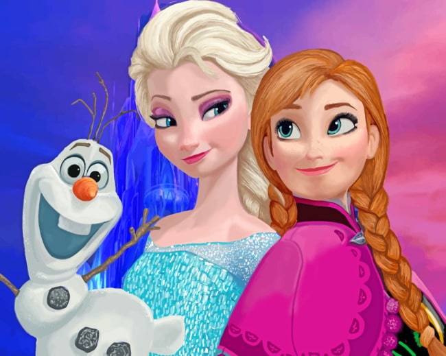 Anna And Elsa With Olaf - Animations Paint By Number - NumPaints ...