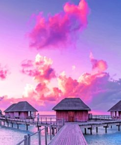 Beach Huts In The Maldives Paint By Numbers