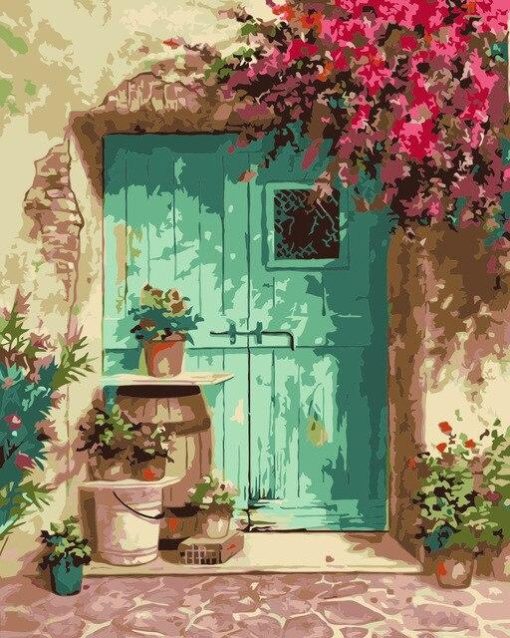 Flowers Decorate Door of The House Paint By Numbers