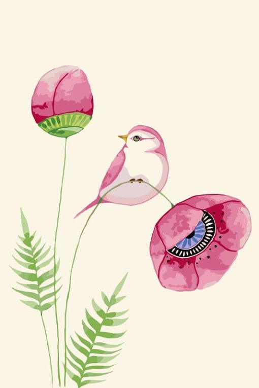 Peony Flower And Bird Paint by numbers