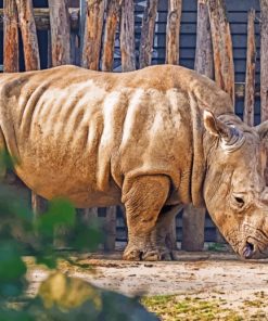 Rhinoceros In Zoo paint by numbers
