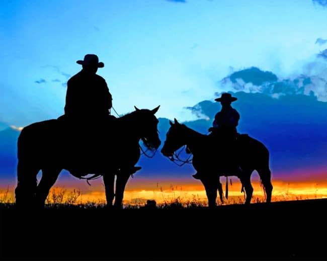 Silhouette Cowboys Paint By Numbers